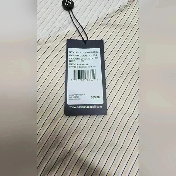 NWT-ADRIANNA PAPELL Tunic/Top Striped, Stretchy, Long Sleeve, 3X - Picture 10 of 13
